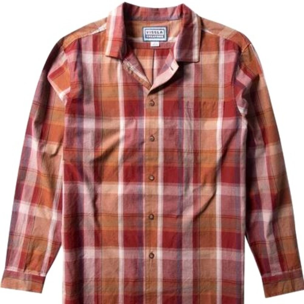 New VISSLA Mens Long Sleeve Shirt Creators Squash Tail Plaid Eco Size Large NWTs